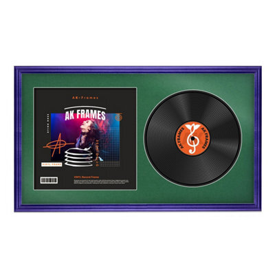 "30X17"" Purple Classic Vinyl Record Frame With Emerald Mount For 12 Inch Lp Album Cover & Disc - Ak Frames" - image 1