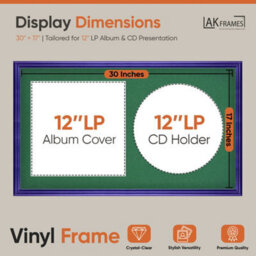 "30X17"" Purple Classic Vinyl Record Frame With Emerald Mount For 12 Inch Lp Album Cover & Disc - Ak Frames" - thumbnail 2