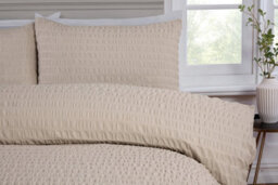 Rapport Home Seersucker Luxury Polyester Duvet Cover Set & Pillowcase Single Cream - thumbnail 2