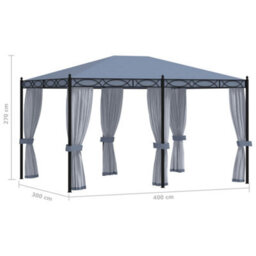 Berkfield Gazebo With Mesh Screens 3X4 M Anthracite Steel - thumbnail 6