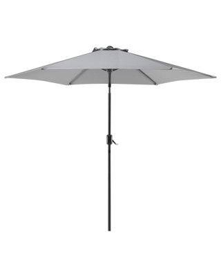 Wyld And Coco Garden Sun Parasol Grey Fabric 230Cm Hexagonal Weather-Resistant With Crank - image 1