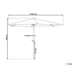 Wyld And Coco Garden Sun Parasol Grey Fabric 230Cm Hexagonal Weather-Resistant With Crank - thumbnail 3