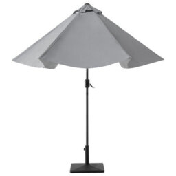 Wyld And Coco Garden Sun Parasol Grey Fabric 230Cm Hexagonal Weather-Resistant With Crank - thumbnail 6