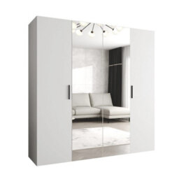 Arte Bari Ii Hinged Door Wardrobe 200Cm In White - Airy, Mirrored Elegance For Contemporary Living - thumbnail 2