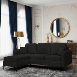 Venice L Corner Sofa Bed With Bonnell Spring Metal Legs Wooden Frame Storage Dl Mechanism 225X172X78X96 Cm Black Left - thumbnail 1