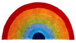 Kids Rainbow Multicoloured Geometric Striped Modern Shaggy Handmade Rug For Living Room And Bedroom-70 X 140Cm (Halfmoon) - thumbnail 3