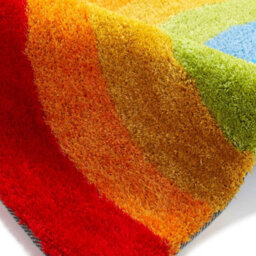 Kids Rainbow Multicoloured Geometric Striped Modern Shaggy Handmade Rug For Living Room And Bedroom-70 X 140Cm (Halfmoon) - thumbnail 2