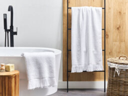 Beliani Set Of 2 Towels Atiu Terry Cotton White - thumbnail 2