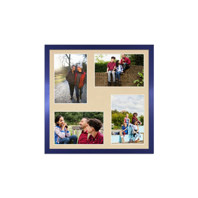 AK Frames 12X12 Purple Sleek Multi Photo Frame With Ivory Mount - Holds 4 Apertures (4X) 6X4 Photos - image 1