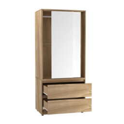 Urbn-Living Urbnliving 2 Sliding Doors Wardrobe 2 Drawer Bedroom Clothes Hanging Rail Oak Carcass With White Doors Storage Cupboard - thumbnail 6