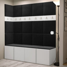 Orion Ii Hallway Set White Shoe Cabinet Hangers Black Panels - thumbnail 2