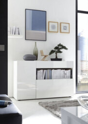 FurniComp LTD Furnicomp Biella 2 Door 1 Drawer White Gloss Sideboard