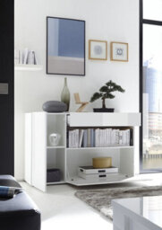 FurniComp LTD Furnicomp Biella 2 Door 1 Drawer White Gloss Sideboard - thumbnail 2