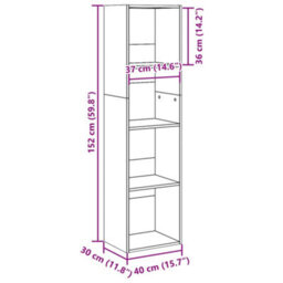Berkfield Bookcase Artisian Oak 40X30X152 Cm Engineered Wood - thumbnail 9