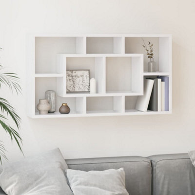 Berkfield Wall Display Shelf 8 Compartments High Gloss White - image 1