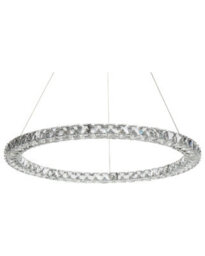 Wyld And Coco Lumina Pendant Lamp Ring Crystal Led Silver Glass Glamour, 60Cm Diameter, Adjustable Height - thumbnail 1