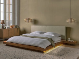 Beliani Bed With Led Boucle Zen 180 X 200 Cm (Eu Super King) Led Natural Ash Wood - thumbnail 2