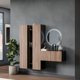 Decorotika Salzburg Moduler Modern Tv Unit Wall Mount Customizable Layout Black Alina - thumbnail 3