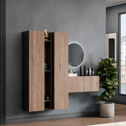 Decorotika Salzburg Moduler Modern Tv Unit Wall Mount Customizable Layout Black Alina - thumbnail 2