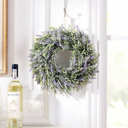 Living And Home Artificial Lavender Wreath For Front Door For Indoors Outdoors Corridors Offices 300mm - thumbnail 1