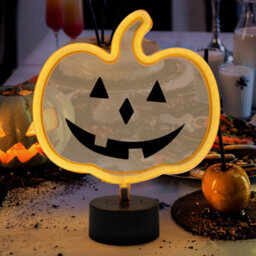 Global Gizmos Led Halloween Pumpkin Light / Bright Orange Neon Lamp / Battery Operated / Spooky Halloween Decoration - thumbnail 5