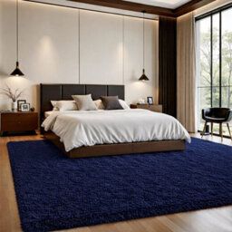 Aspire Homeware Non Slip Navy Shaggy Rug Soft Fluffy Washable, Living Area And Dining Room Rug, (L)290Cm X (W)200Cm - thumbnail 6