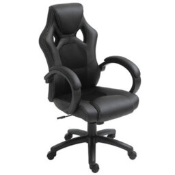 Vinsetto Racing Gaming Chair, Pu Leather Swivel Office Gamer Chair Black - thumbnail 2