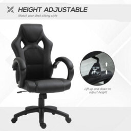 Vinsetto Racing Gaming Chair, Pu Leather Swivel Office Gamer Chair Black - thumbnail 4