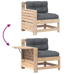 Berkfield Garden Armrest Sofa With Cushion Solid Wood Pine - thumbnail 7