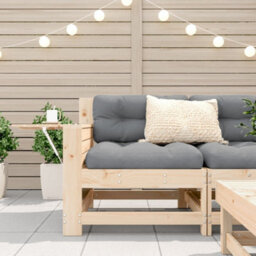Berkfield Garden Armrest Sofa With Cushion Solid Wood Pine - thumbnail 3