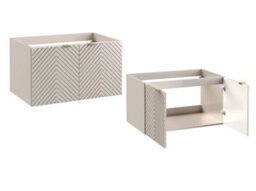 Impact Furniture Wall Hung Vanity Unit With 800mm Countertop Worktop Bathroom Cabinet Fluted Ribbed Beige Cashmere Cara - thumbnail 5