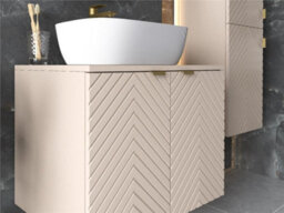 Impact Furniture Wall Hung Vanity Unit With 800mm Countertop Worktop Bathroom Cabinet Fluted Ribbed Beige Cashmere Cara - thumbnail 7