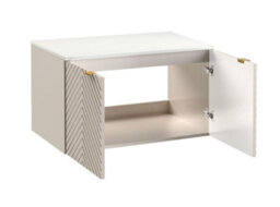 Impact Furniture Wall Hung Vanity Unit With 800mm Countertop Worktop Bathroom Cabinet Fluted Ribbed Beige Cashmere Cara - thumbnail 3