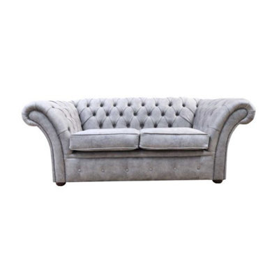 Chesterfield Handmade 2 Seater Sofa Oakland Taupe Grey Fabric In Balmoral Style - image 1