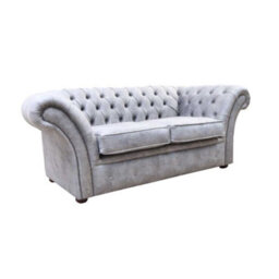 Chesterfield Handmade 2 Seater Sofa Oakland Taupe Grey Fabric In Balmoral Style - thumbnail 2