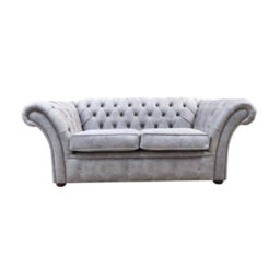 Chesterfield Handmade 2 Seater Sofa Oakland Taupe Grey Fabric In Balmoral Style - thumbnail 1