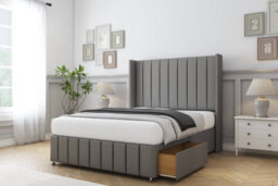 "Sloomy Melbourne Pewter Dumfries Divan Bed Set No Drawers With 54"" Wingback & 12"" Footboard 5' King" - thumbnail 3