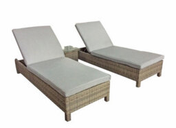 Signature Weave Sarena Wicker 2X Sun Lounger Bed Chair & Side Table Natural - thumbnail 2