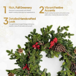 Shatchi Fir Christmas Wreath 80Cm Pe Material Artificial R Wreath Fire Resistant Wire Wreath For Festive Door Decor - thumbnail 5