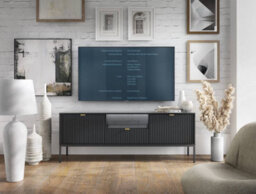 Arte Elegant Nova Tv Cabinet H560mm W1540mm D390mm In Black Matt - Sleek Entertainment Storage Solution - thumbnail 3