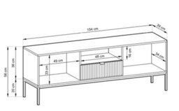 Arte Elegant Nova Tv Cabinet H560mm W1540mm D390mm In Black Matt - Sleek Entertainment Storage Solution - thumbnail 6