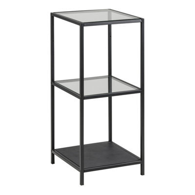 Furniture To Go Seaford Narrow Black Metal Bookcase With 2 Glass Shelves - image 1