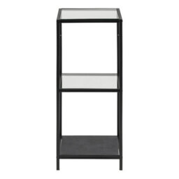 Furniture To Go Seaford Narrow Black Metal Bookcase With 2 Glass Shelves - thumbnail 2
