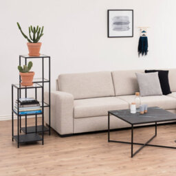 Furniture To Go Seaford Narrow Black Metal Bookcase With 2 Glass Shelves - thumbnail 3