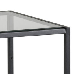 Furniture To Go Seaford Narrow Black Metal Bookcase With 2 Glass Shelves - thumbnail 4