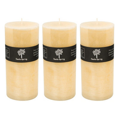 Nicola Spring Round Vanilla Pillar Candles - 140 Hours - Cream - Pack Of 3 - image 1