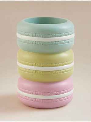 Biznest Stacked Macaroon Design Tumbler Multicolour Polyresin Bathroom Accessories Holder Novelty Deco Ornament White Layer 17X7Cm - image 1