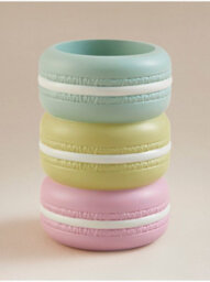 Biznest Stacked Macaroon Design Tumbler Multicolour Polyresin Bathroom Accessories Holder Novelty Deco Ornament White Layer 17X7Cm - thumbnail 1