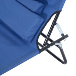 Outsunny Folding Sun Lounger Reclining Chair W/ Pillow Reading Hole Blue - thumbnail 9