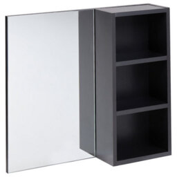 Beliani Bathroom Wall Mounted Mirror Cabinet Joinville 60 Cm Black - thumbnail 1
